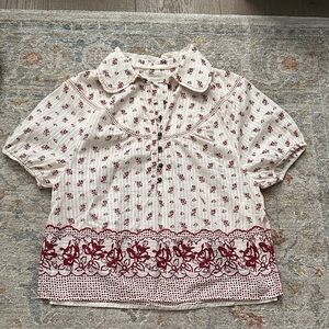 Pilcro anthropology women’s short sleeve popover top small